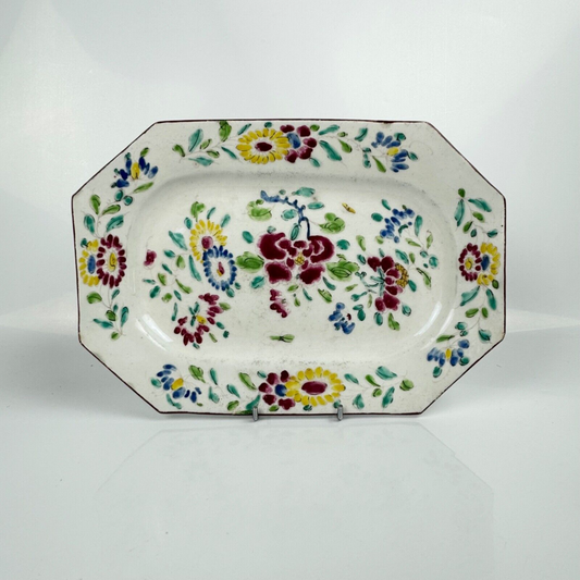 A small Bow platter painted in famille rose style c.1750-5