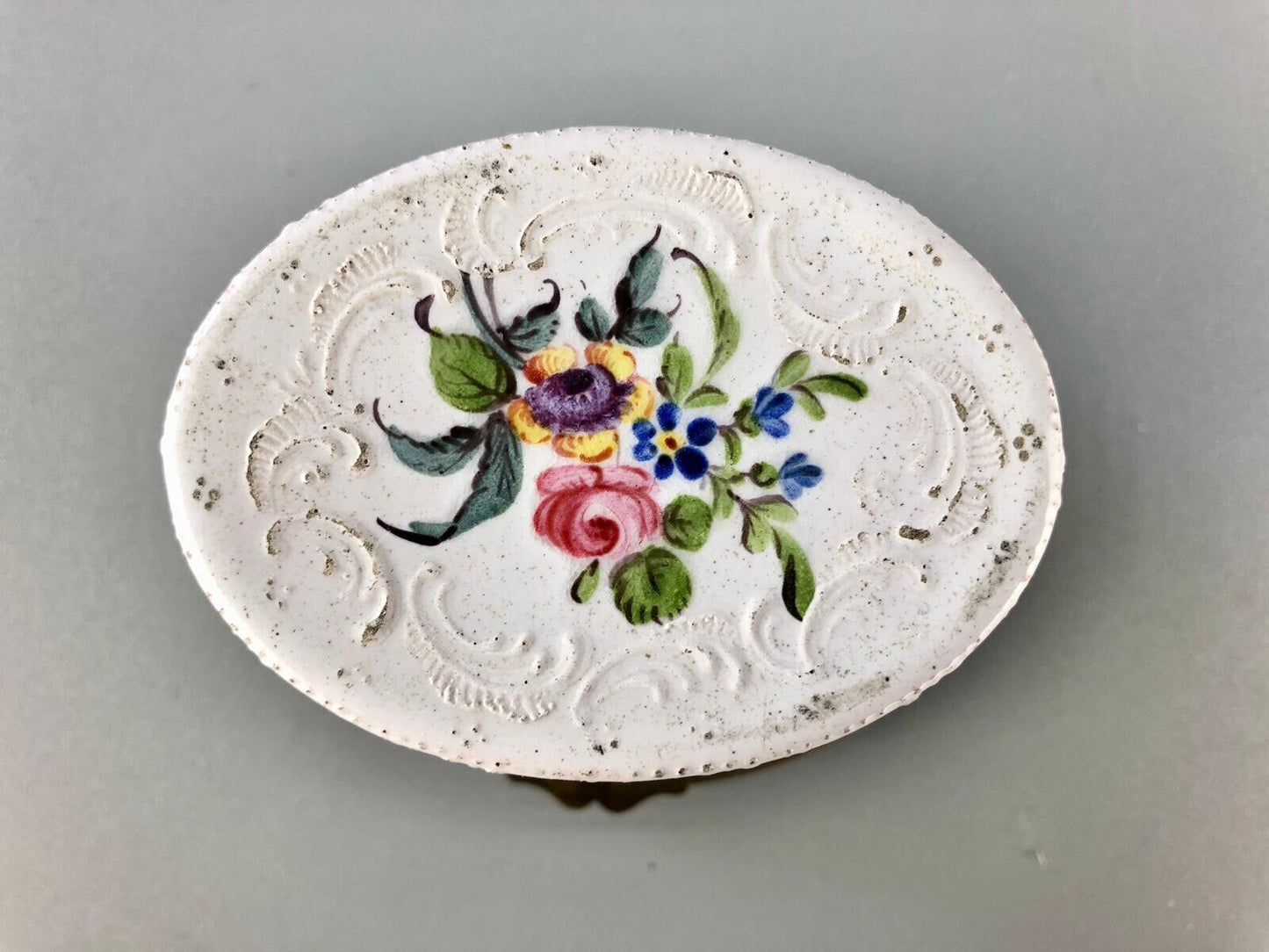 A superb 1775 enamel on copper table snuff box painted with harbour scenes.