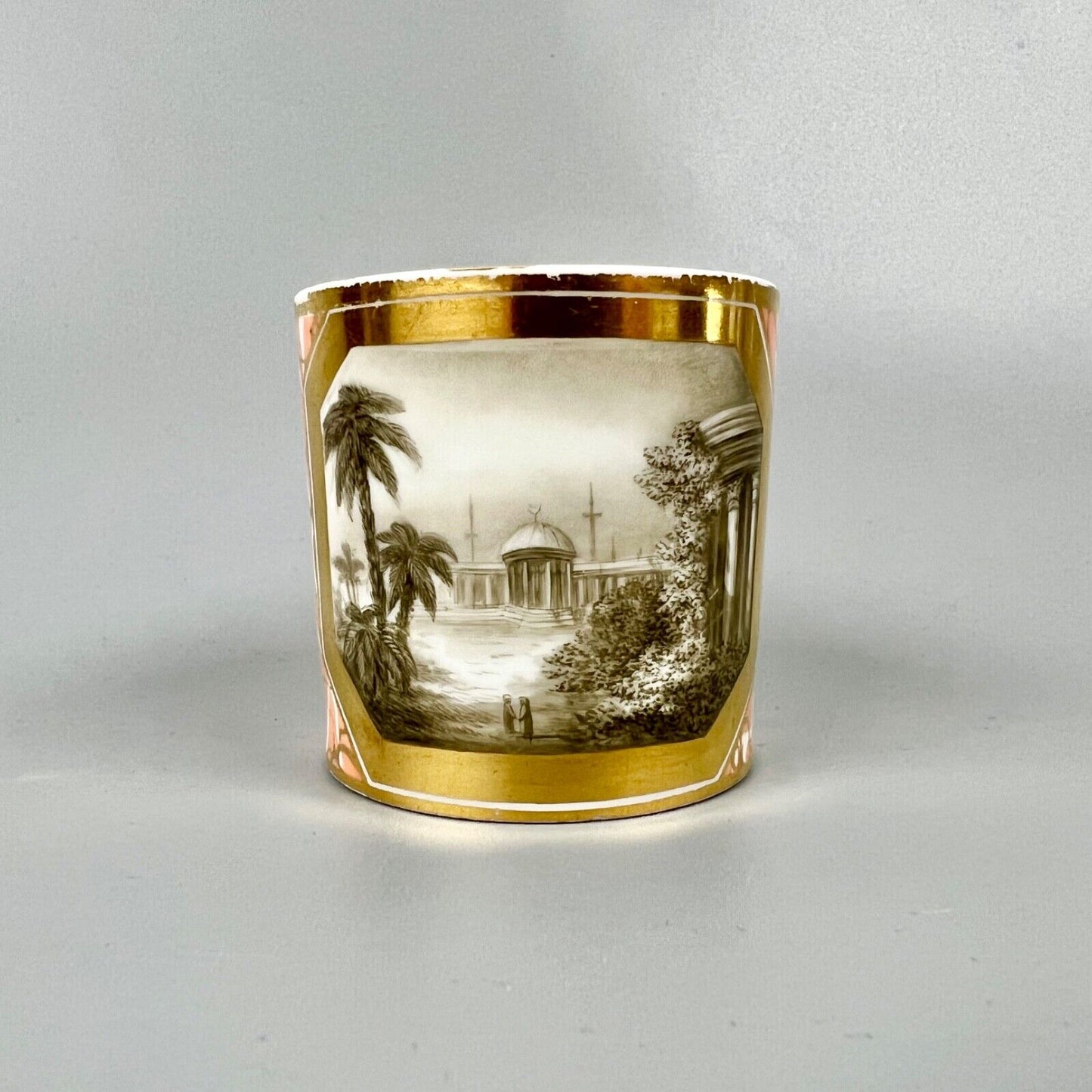 A Barr, Flight and Barr coffee can c.1810 painted with an eastern scene.