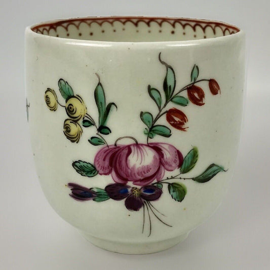 A c.1765-75 Liverpool Philip Christian polychrome floral painted coffee cup