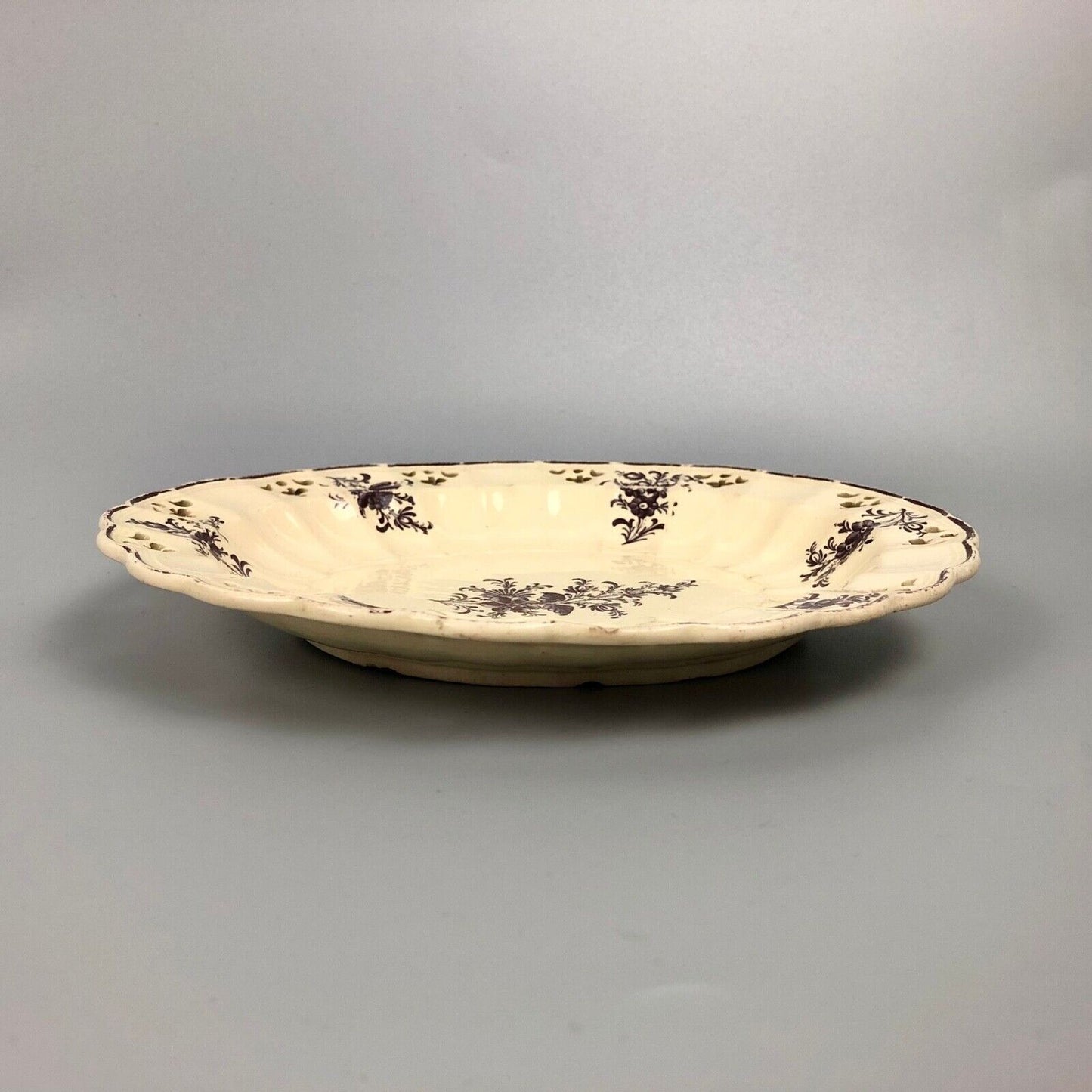 A rare Melbourne creamware  fluted & reticulated stand c.1770-80. Ex Tom Walford