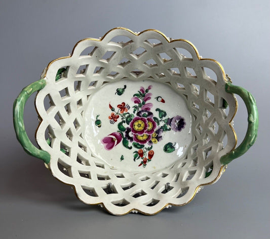 A rare 1st Period Worcester reticulated basket  c.1770