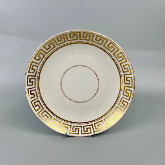 A Pinxton saucer dish in Greek Key pattern 334 fully marked. c.1805