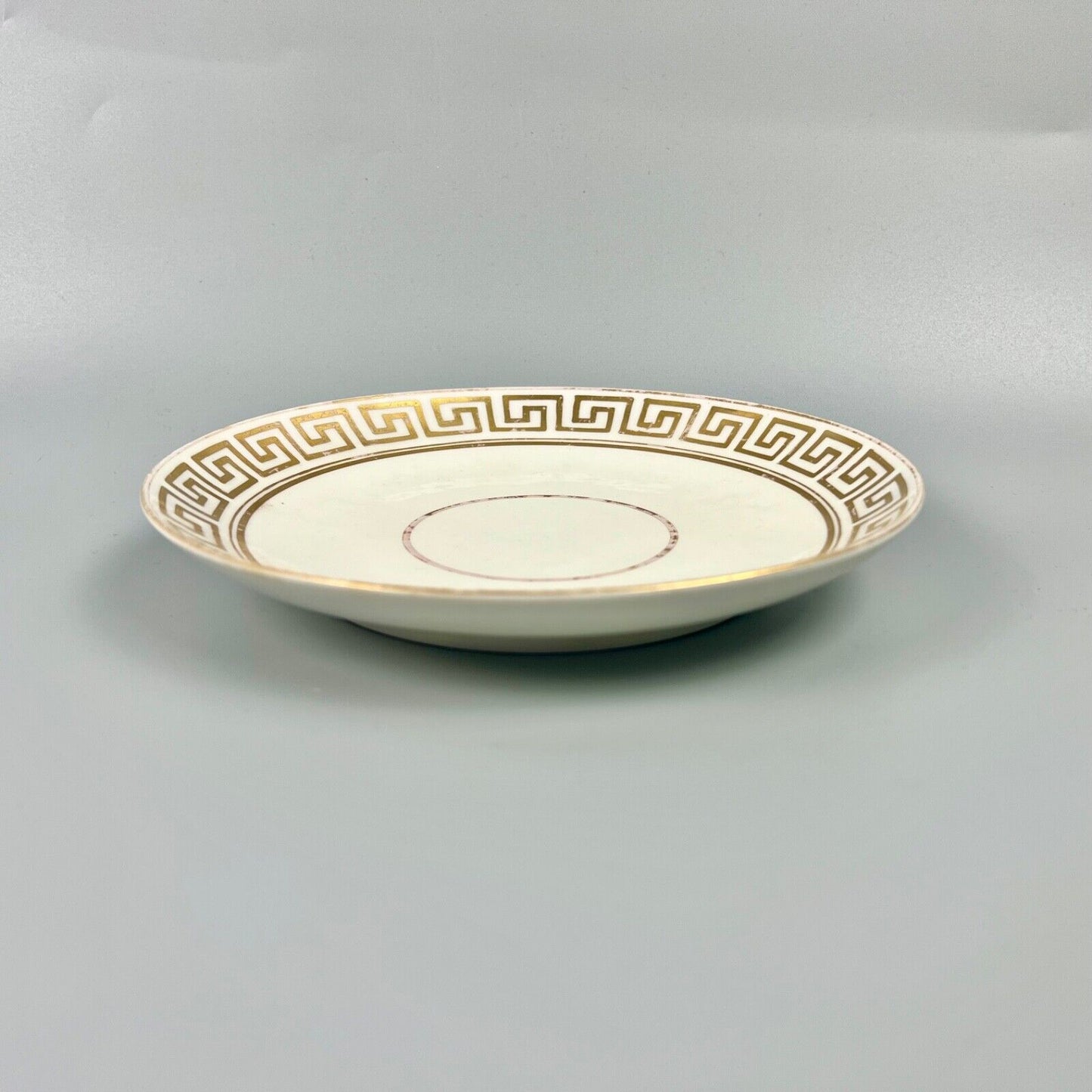 A Pinxton saucer dish in Greek Key pattern 334 fully marked. c.1805