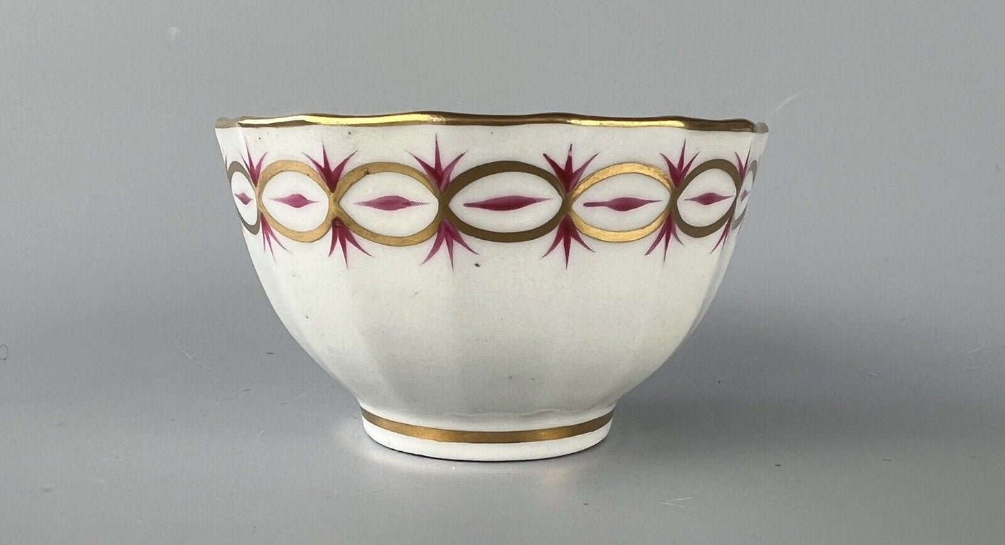A New Hall true trio (coffee cup, tea bowl and saucer) c.1795. Pattern 89
