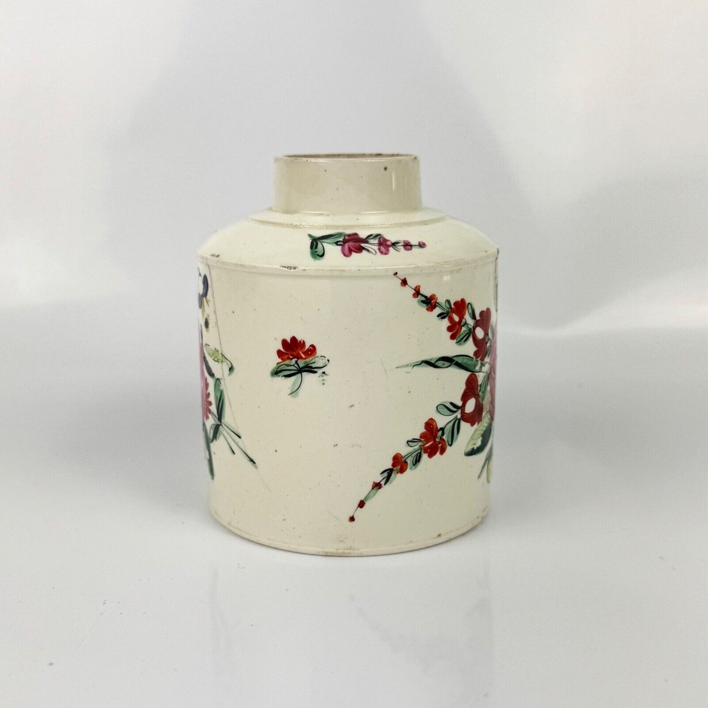 A late 18th century creamware tea caddy circa 1780. Probably Staffordshire.
