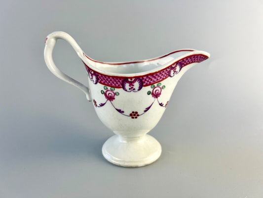 A New Hall clip handled creamer c.1790. Pattern number 78
