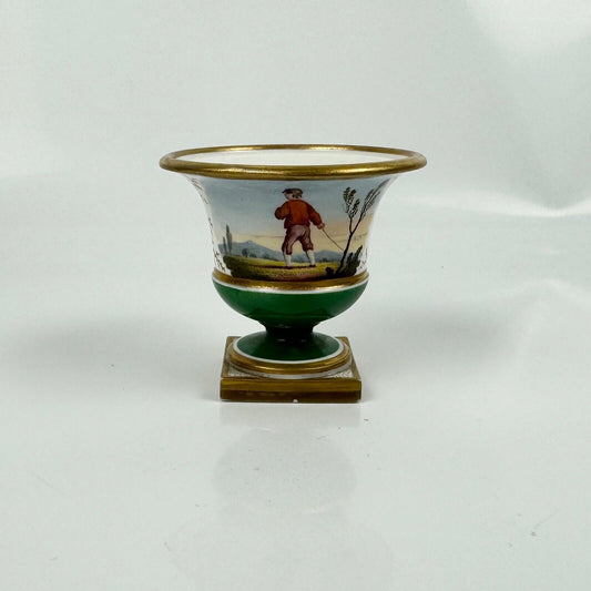 A very rare Flight, Barr and Barr miniature potpourri vase with landscape scene