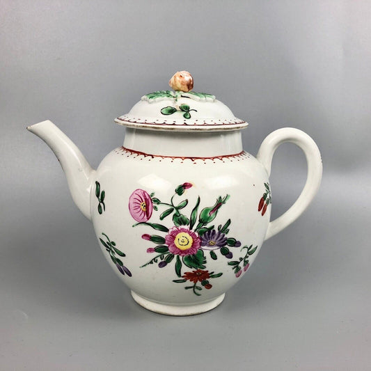 A First Period Worcester Teapot Painted With Floral Sprays c1770