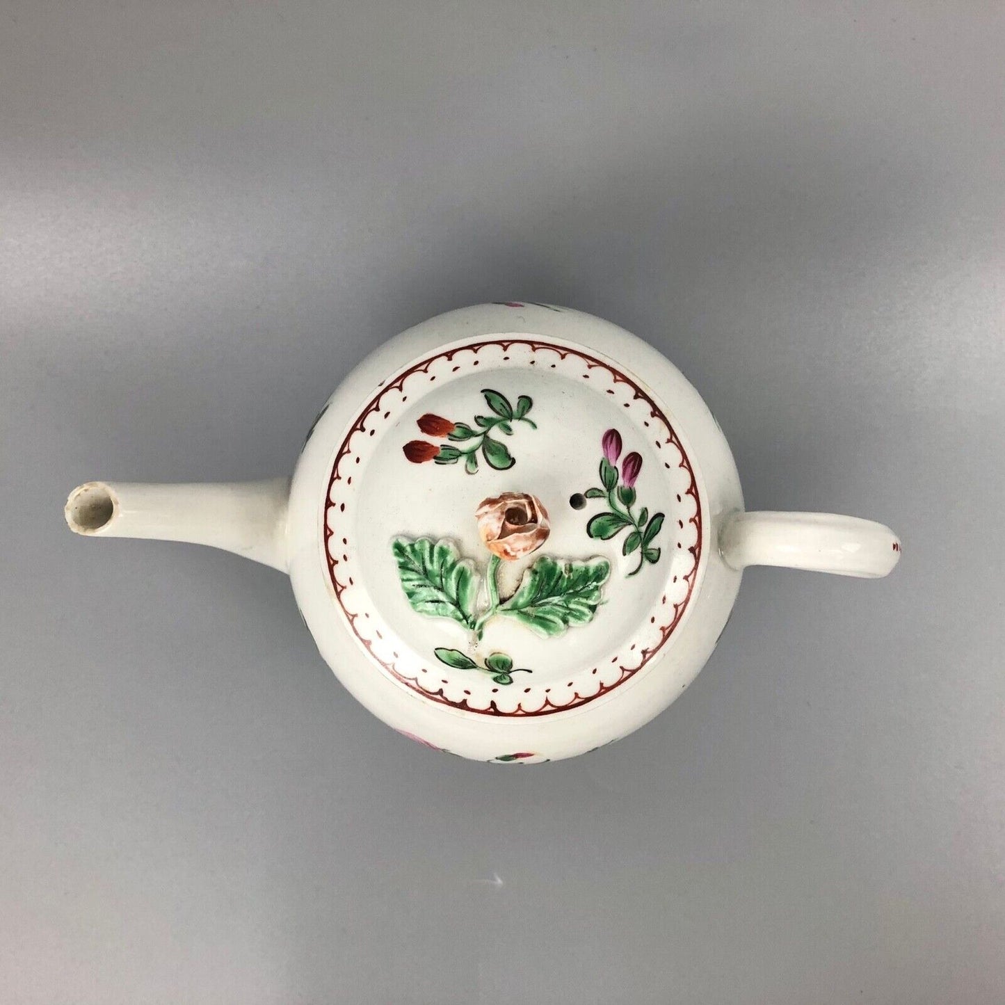 A First Period Worcester Teapot Painted With Floral Sprays c1770