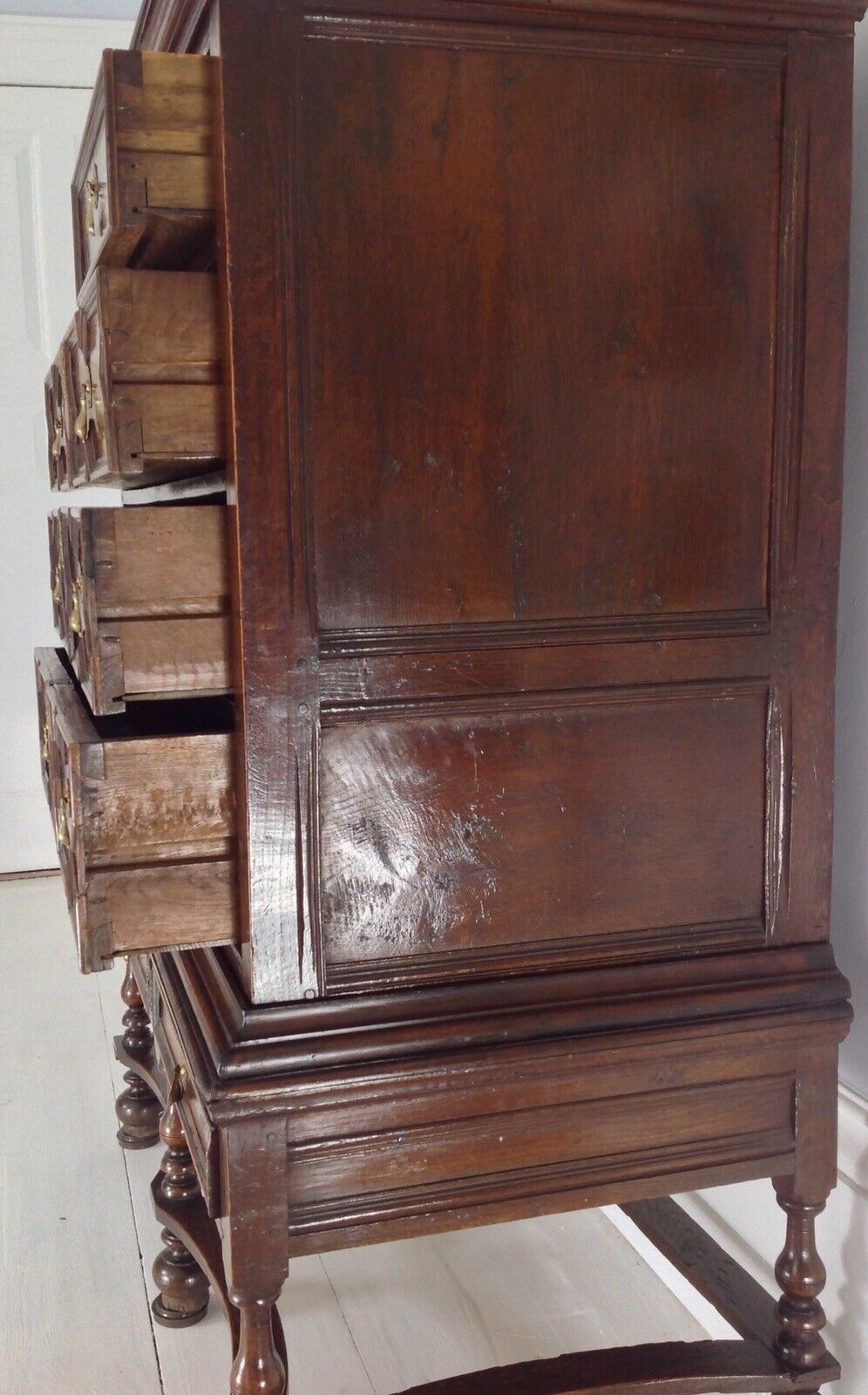 Rare And Wonderful Antique Queen Anne (c.1705) Georgian Oak Chest on Stand