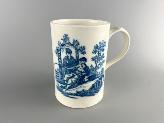 A Large Worcester Porcelain La Peche and Le Promenade Tankard c1780