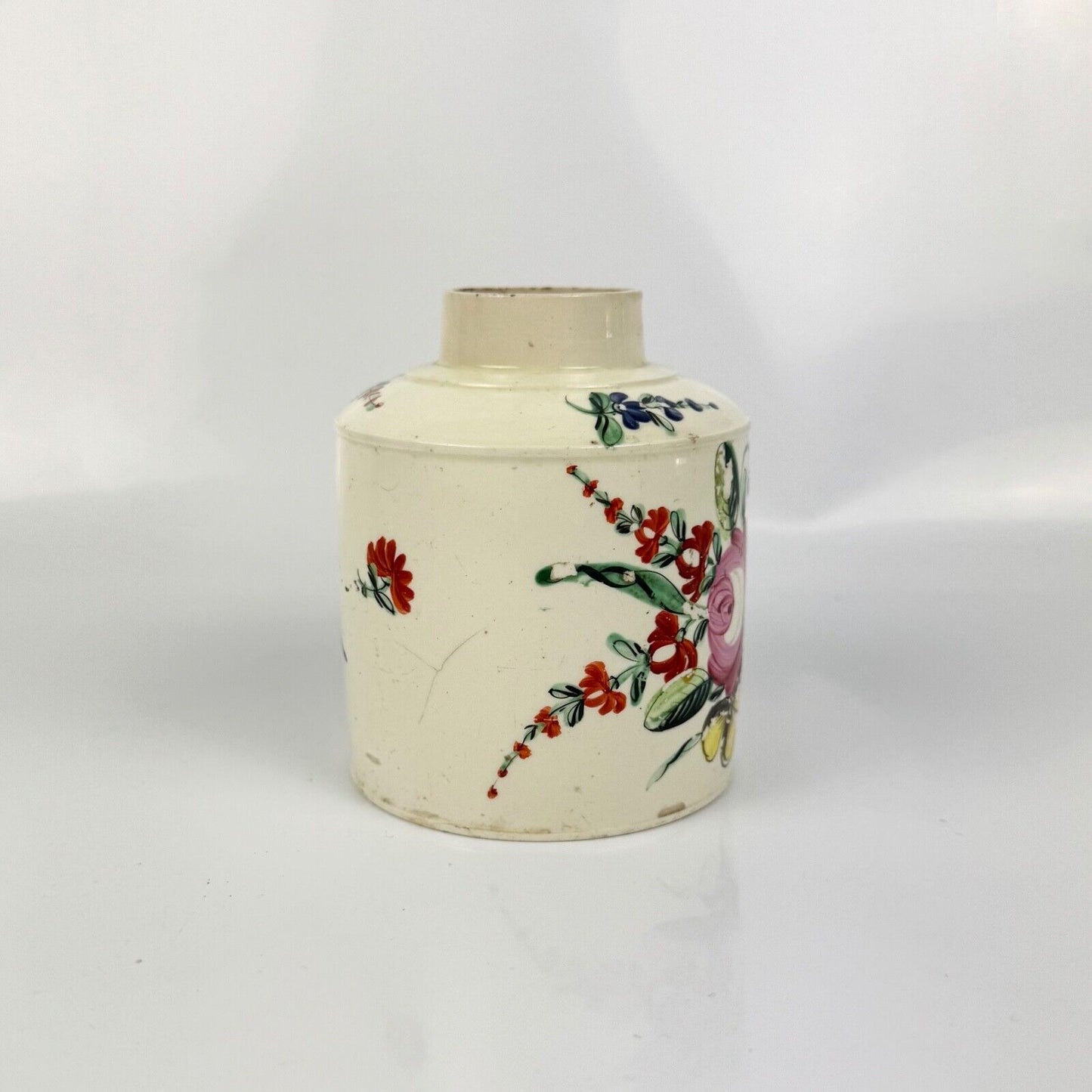A late 18th century creamware tea caddy circa 1780. Probably Staffordshire.