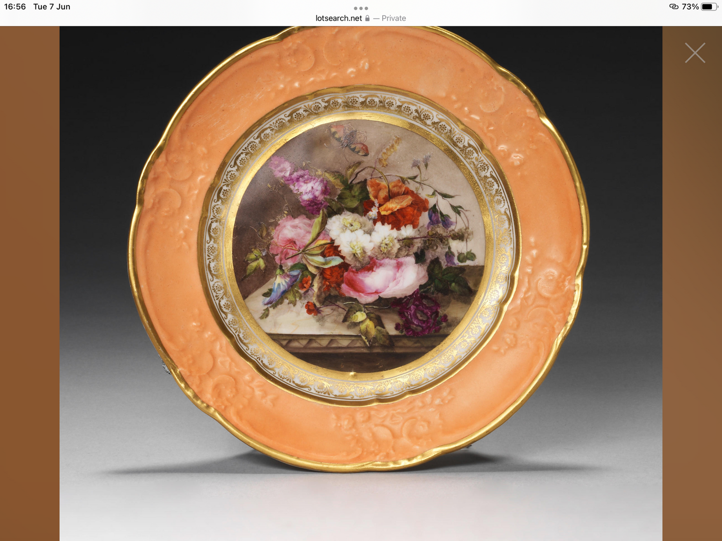 A lovely early 19thc Derby saucer painted by Moses Webster. c.1820-5