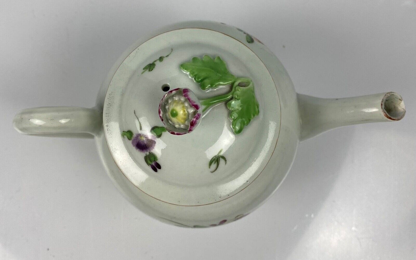 A First Period Worcester Teapot Painted With Floral Sprays And Insects c1770