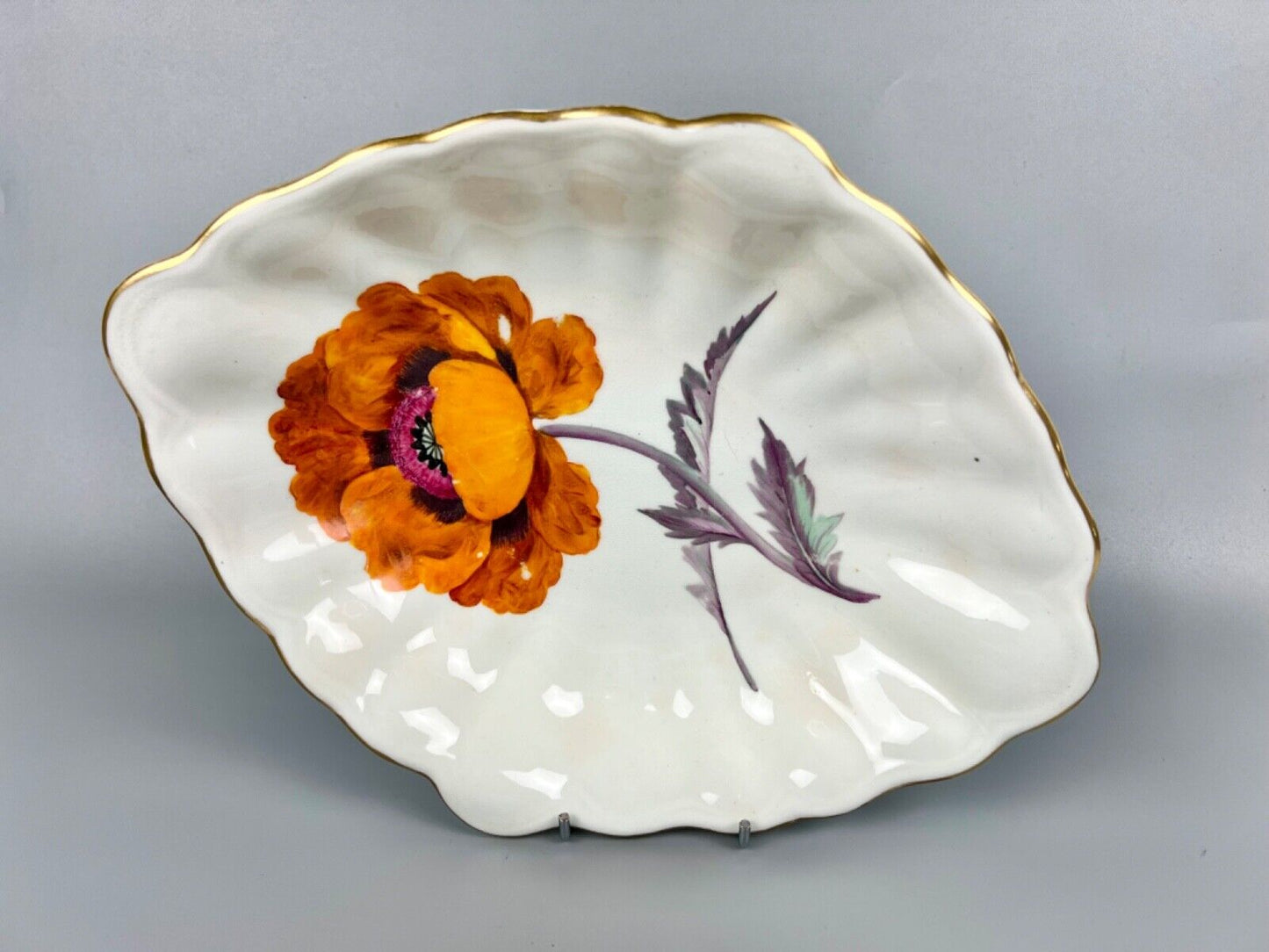 "Quaker" Pegg-painted Derby Botanical "Scarlet Blandfordia"  Dessert Dish c.1815