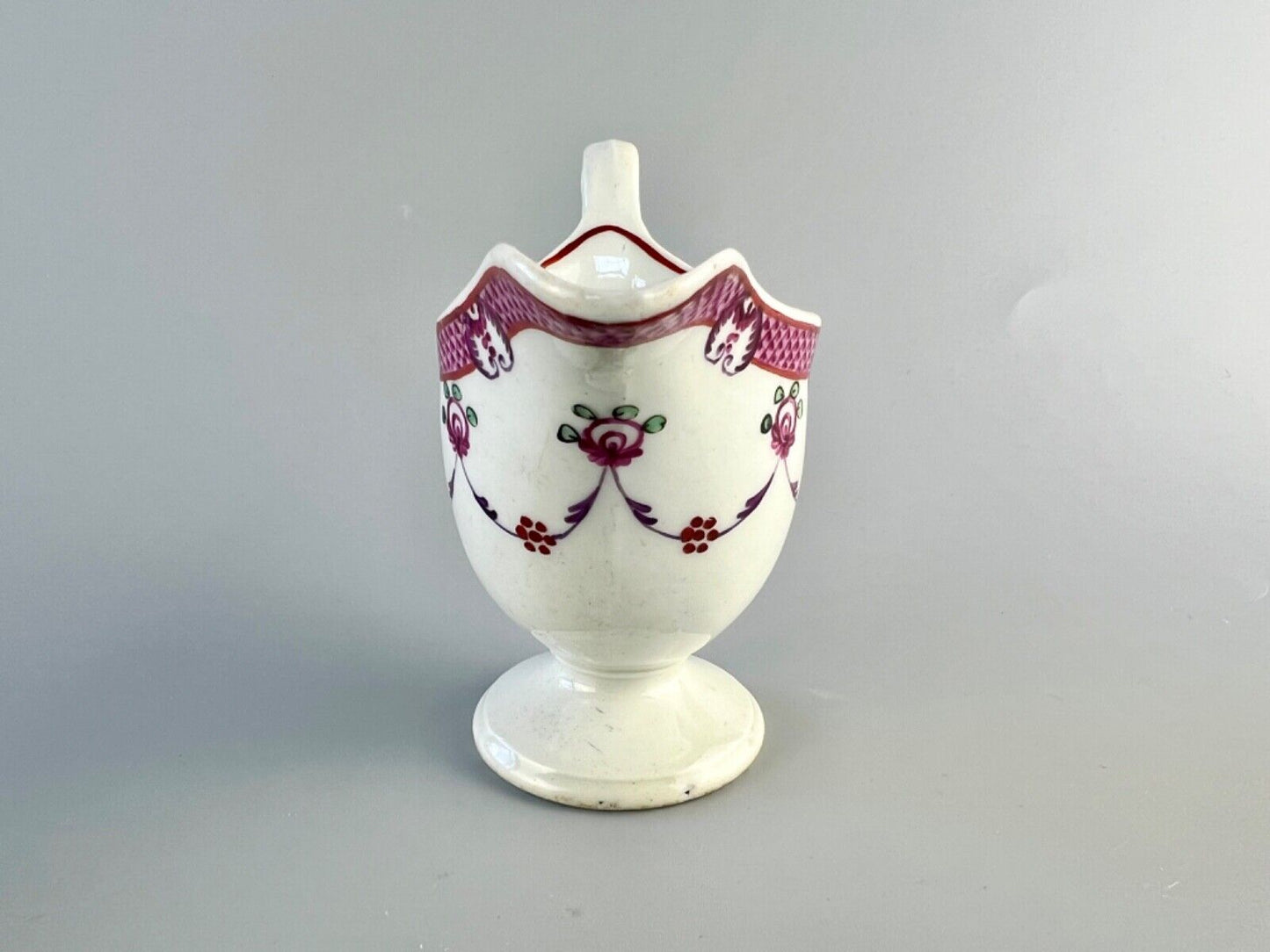 A New Hall clip handled creamer c.1790. Pattern number 78
