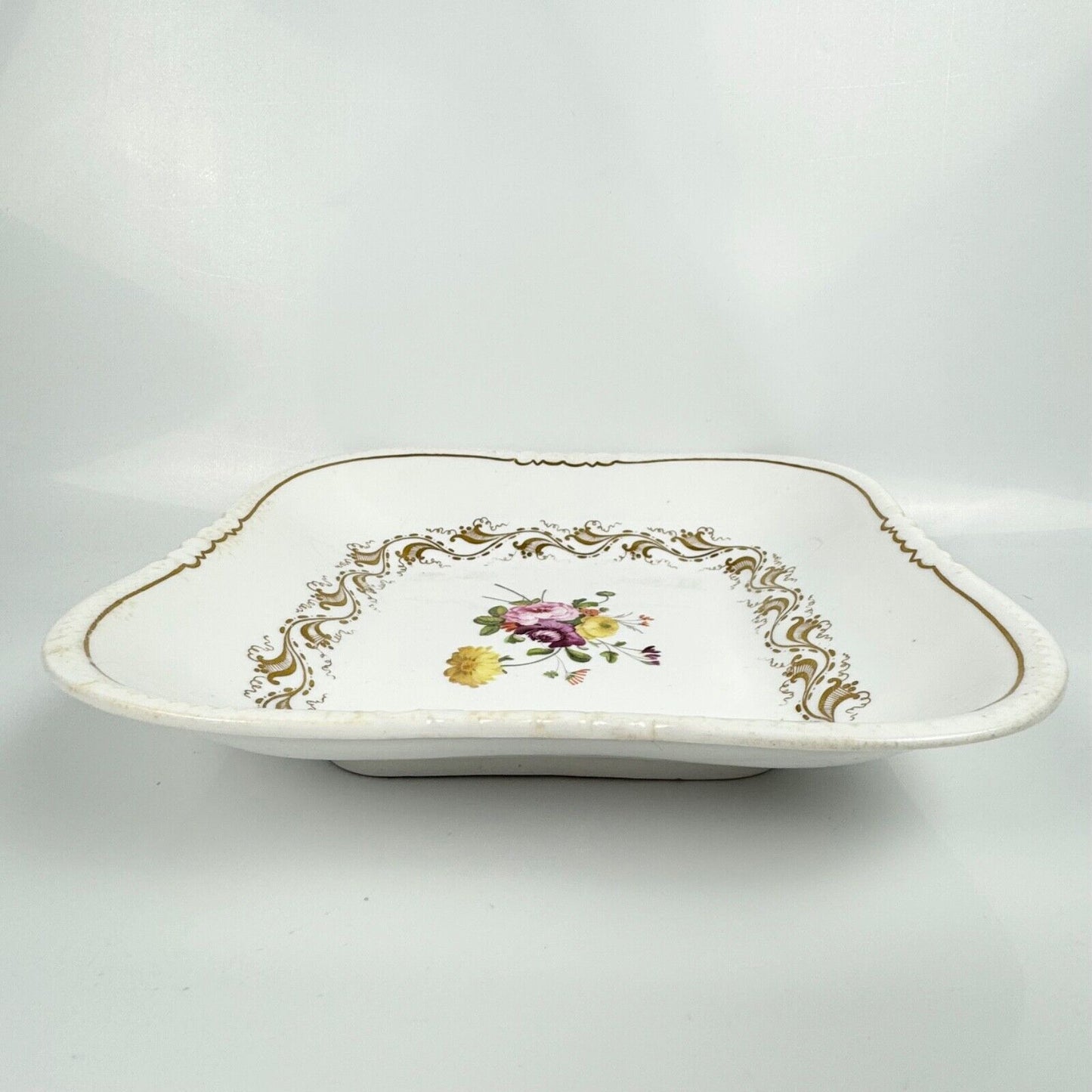 A very fine Rockingham shark-tooth moulded square dessert dish. c1826. Patt 456.