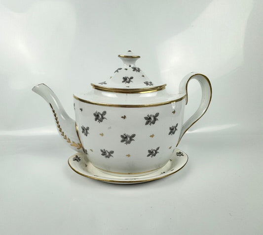 A rare Thomas Wolfe (Factory Z)  teapot, cover and stand c.1800 in pattern 46