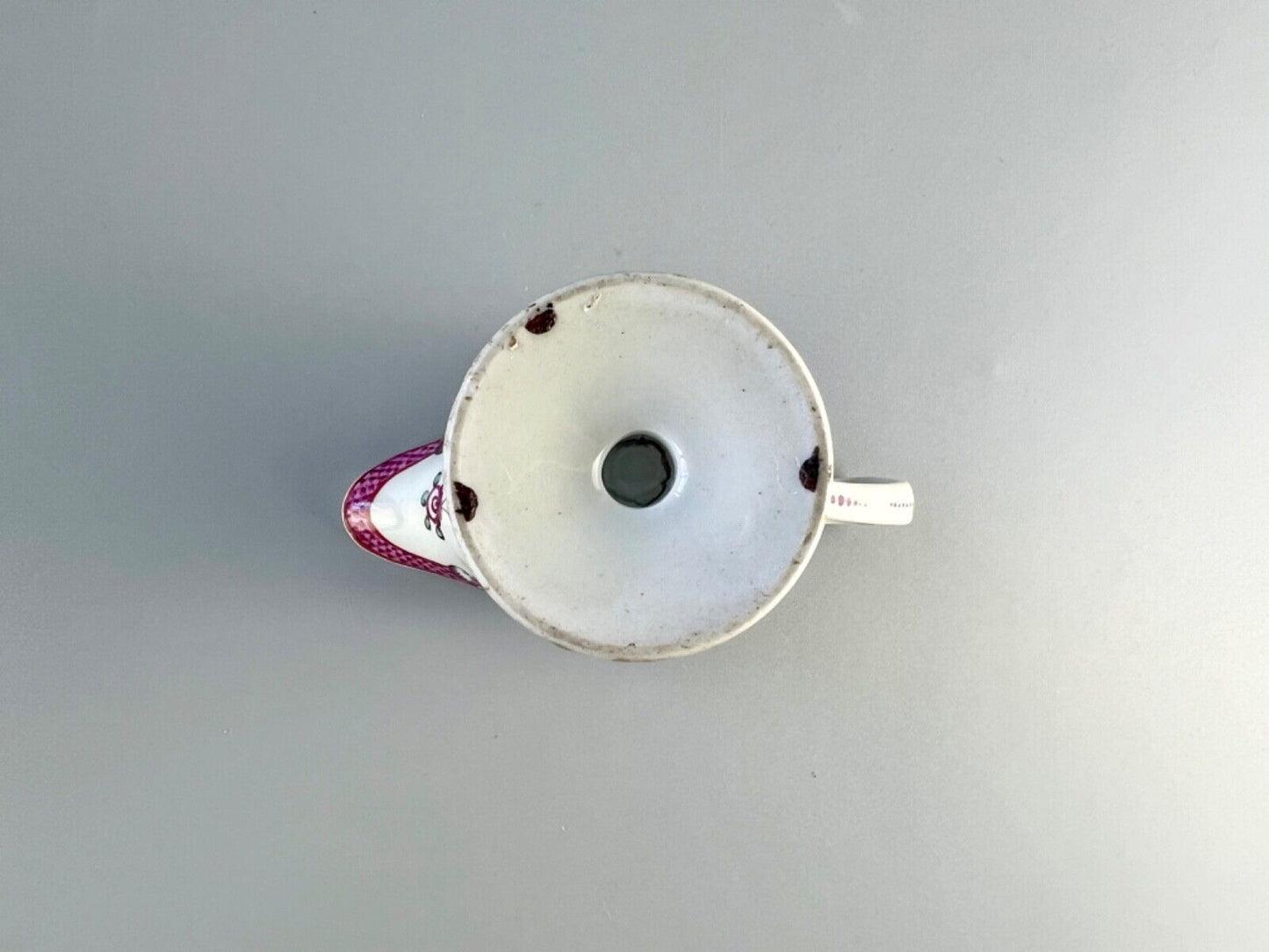 A New Hall clip handled creamer c.1790. Pattern number 78