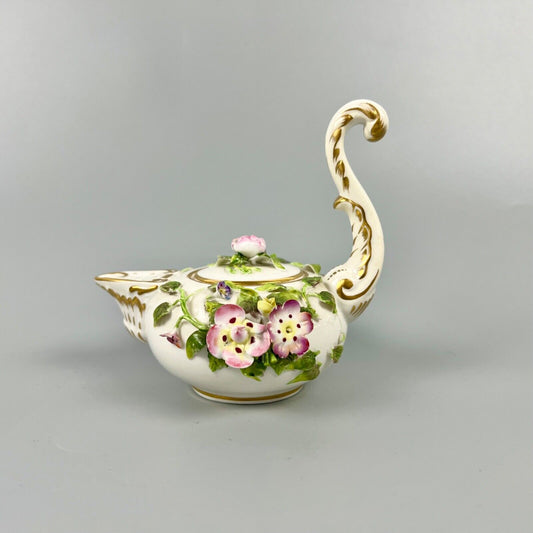 A mid 19thc Derby (Stevenson Hancock-puce version mark) miniature teapot c.1863