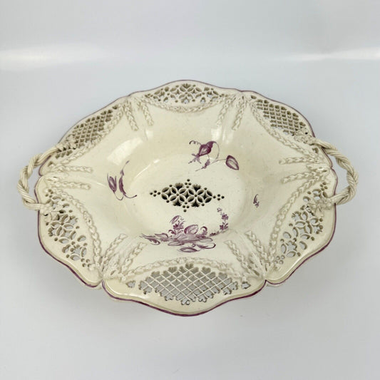 A superb Melbourne-type creamware reticulated basket c.1770-80. Ex Tom Walford