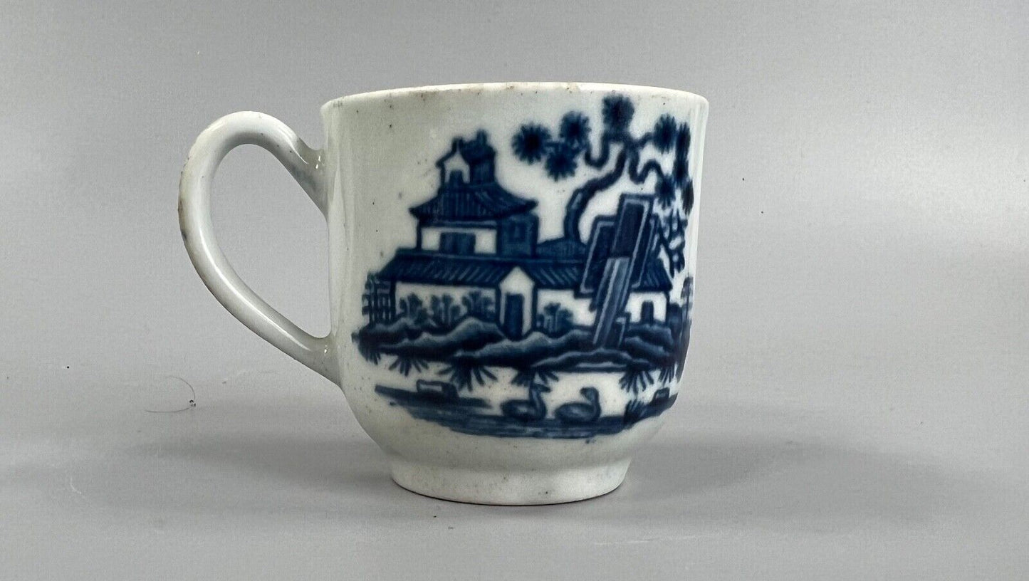 A mid 18thc First Period Worcester "Plantation" pattern coffee cup c.1765