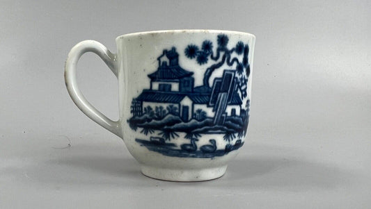 A mid 18thc First Period Worcester "Plantation" pattern coffee cup c.1765