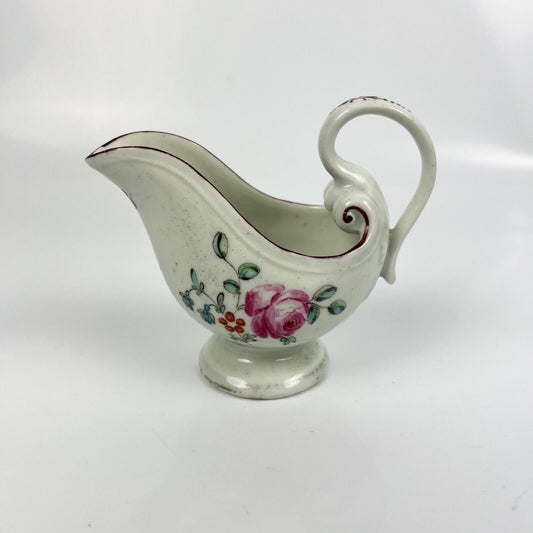 An unusual Derbyshire (Derby or Wirksworth) unrecorded creamer/sauceboat c1770