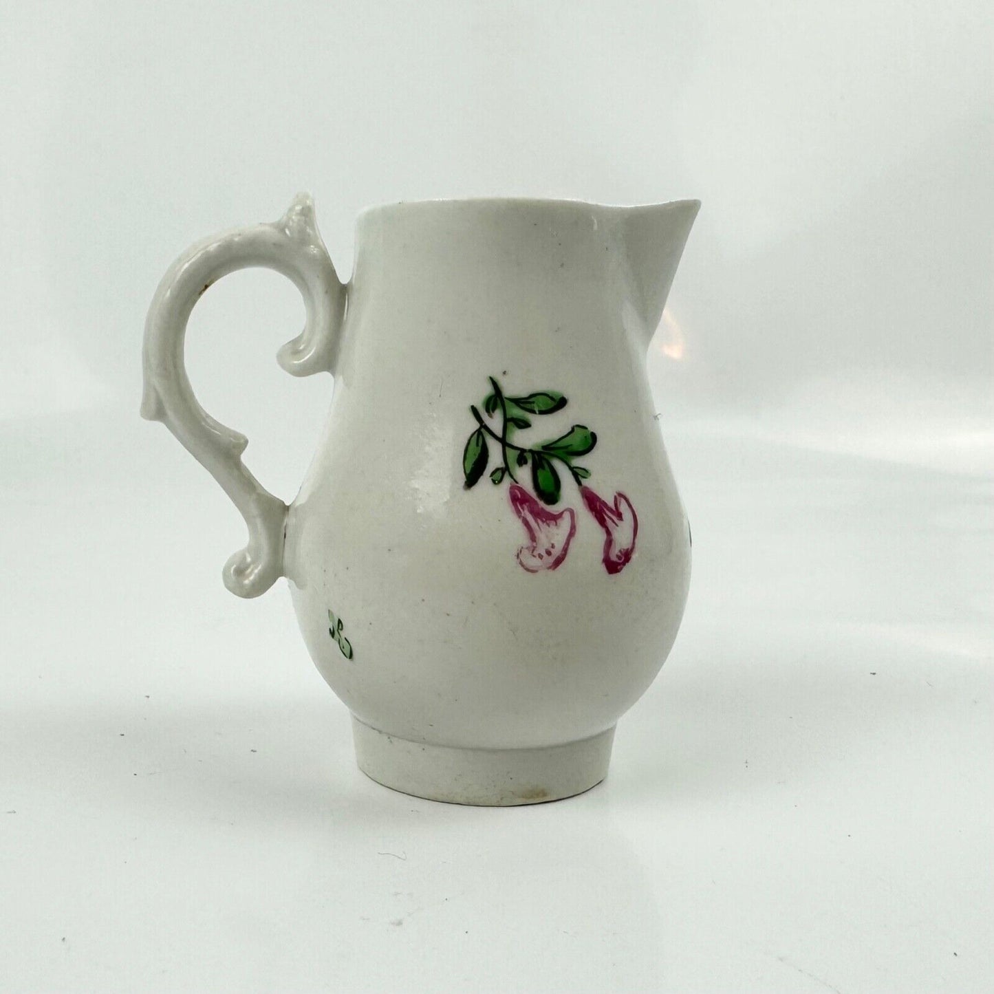 A rare Baddeley-Littler sparrowbeak polychrome decorated porcelain jug c.1777-85