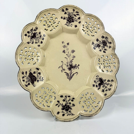 A rare Melbourne creamware fluted & reticulated stand c.1770-80. Ex Tom Walford