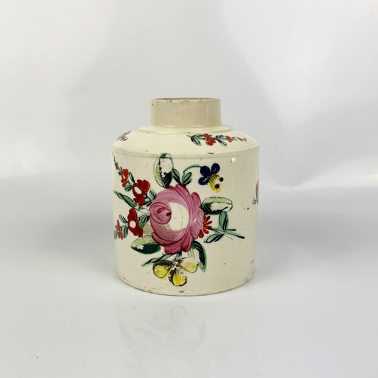 A late 18th century creamware tea caddy circa 1780. Probably Staffordshire.