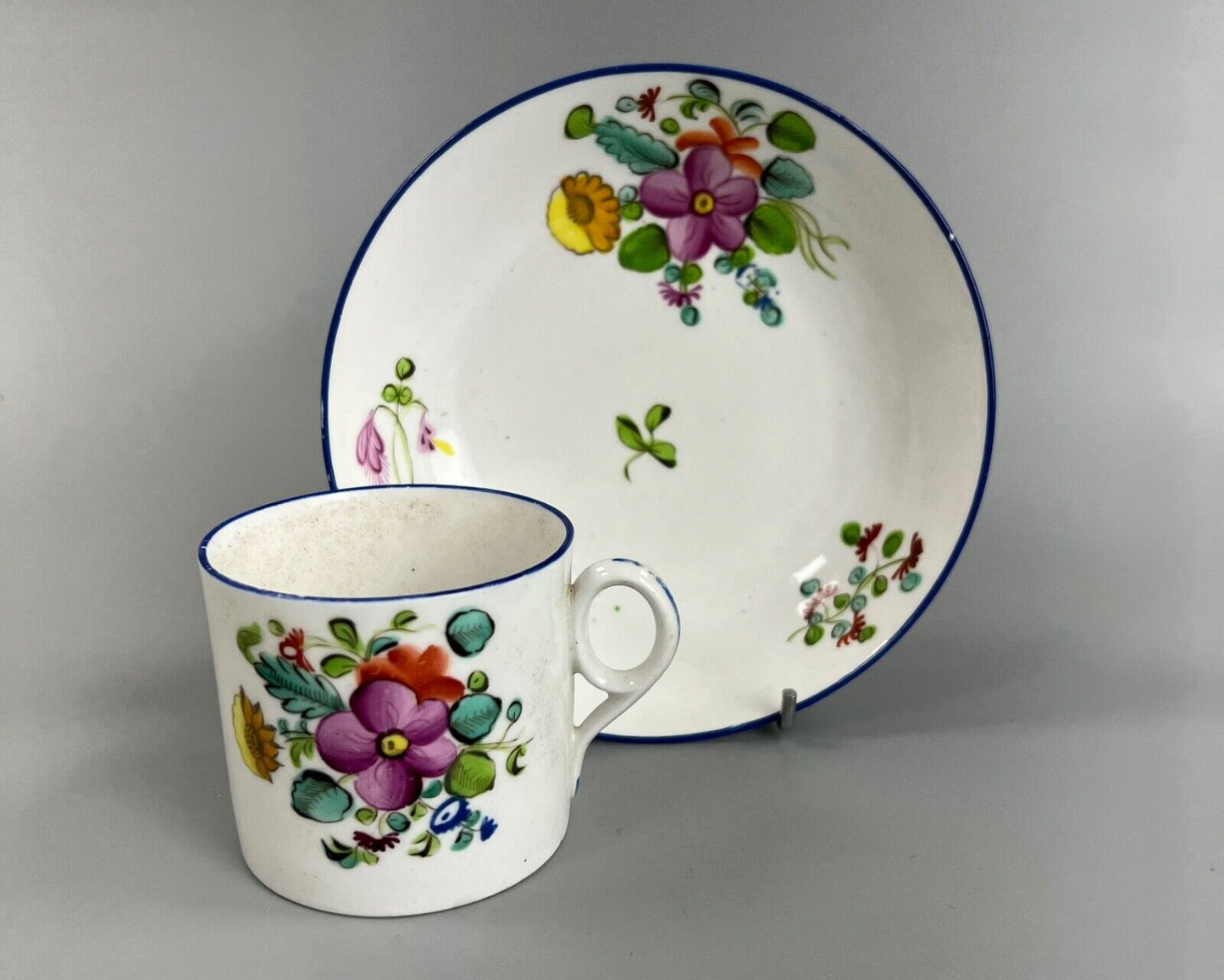 An early 19thc New Hall coffee can  and saucer in pattern number 1444