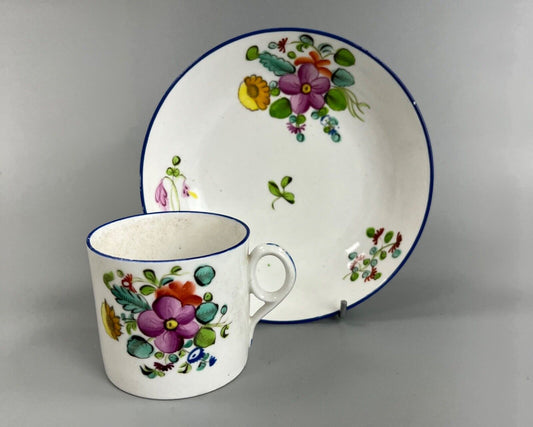An early 19thc New Hall coffee can  and saucer in pattern number 1444