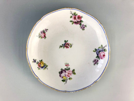 An 18thc. Sèvres dish, compotier rond, flower sprays, c1776