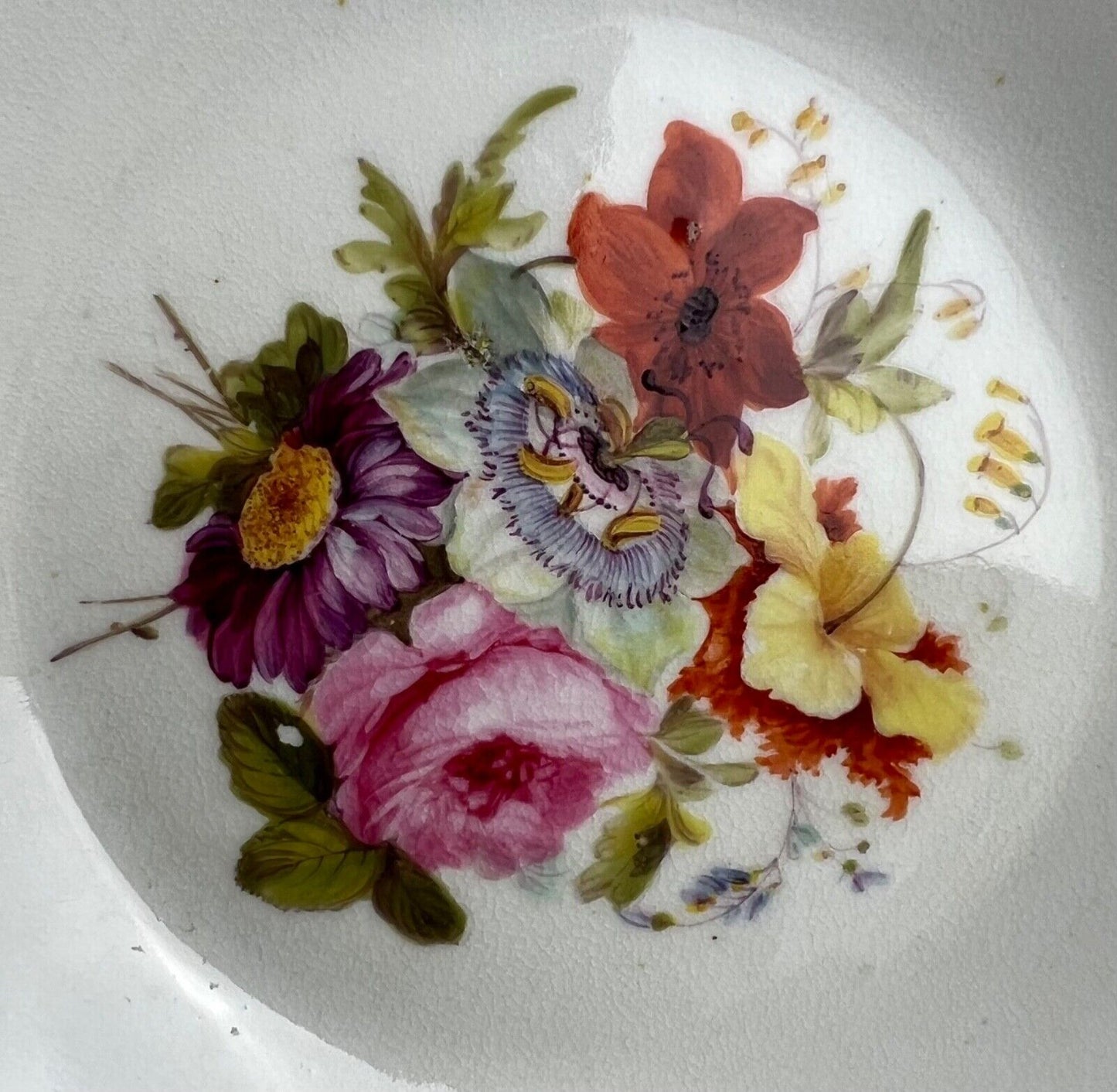 A lovely early 19thc Derby saucer painted by Moses Webster. c.1820-5