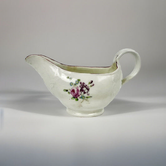 Unusual Derby Patch Mark Butter Boat/Sauceboat Painted By Withers c.1765