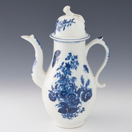 A late 18thc Lowestoft coffee pot and cover 1775-80