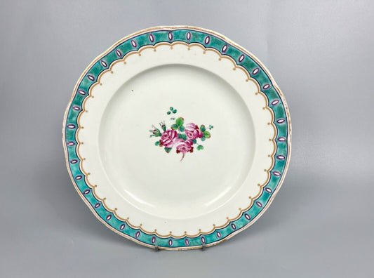 A very rare Derby plate 1785-90 painted as a replacement by William Billingsley