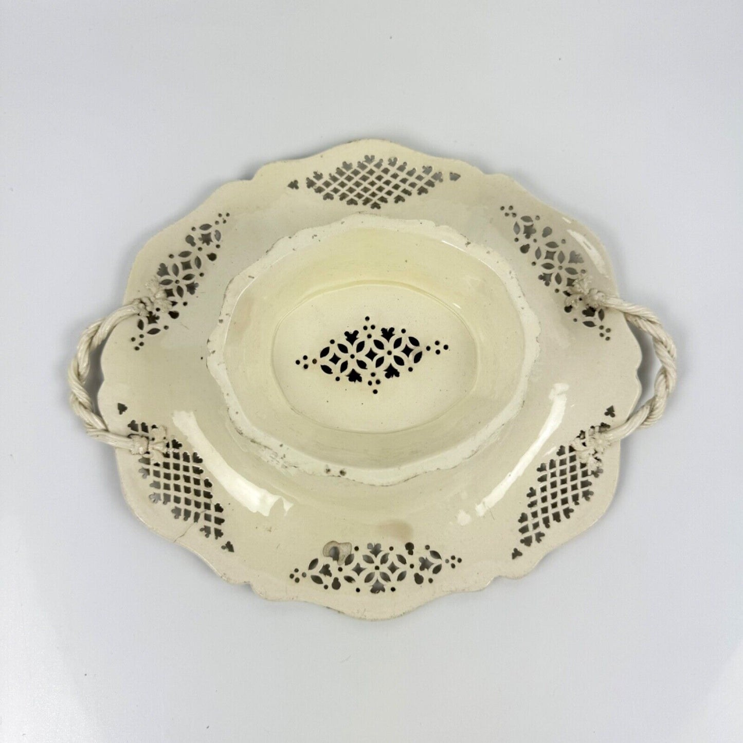 A superb Melbourne-type creamware reticulated basket c.1770-80. Ex Tom Walford