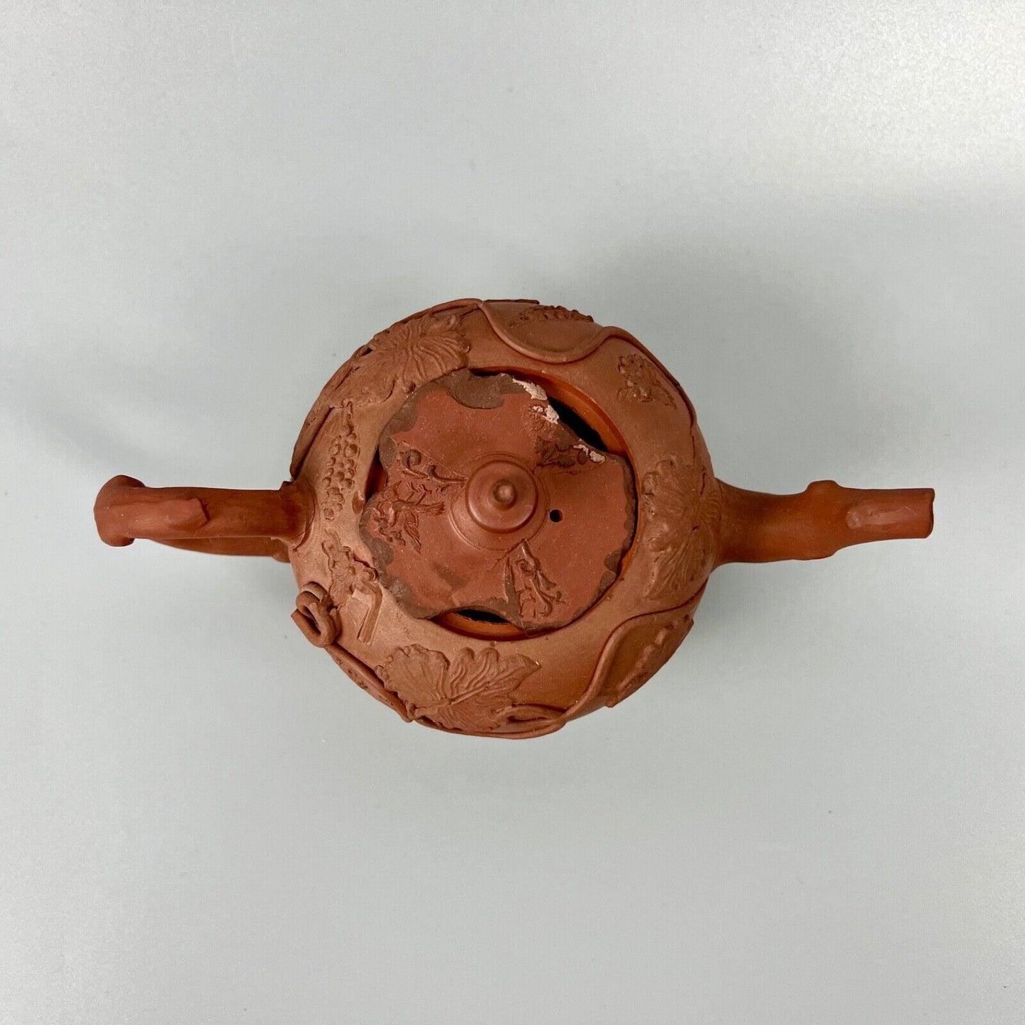 A Diminutive Staffordshire red stoneware teapot with sprigged decoration c.1760