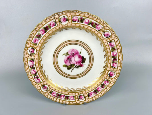 Derby plate, patt 129,  painted by William Billingsley. c1790 ex. Guinness