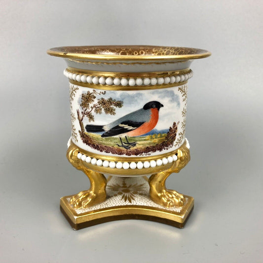 Flight, Barr and Barr small vase with caillouté border painted with a bird c1815