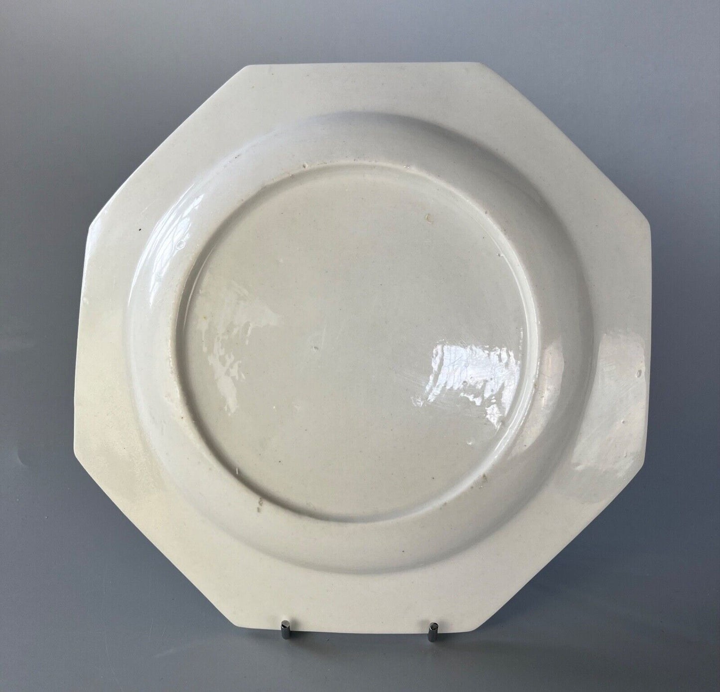 A mid 18thc Bow porcelain octagonal plate in famille rose style c.1752-1755