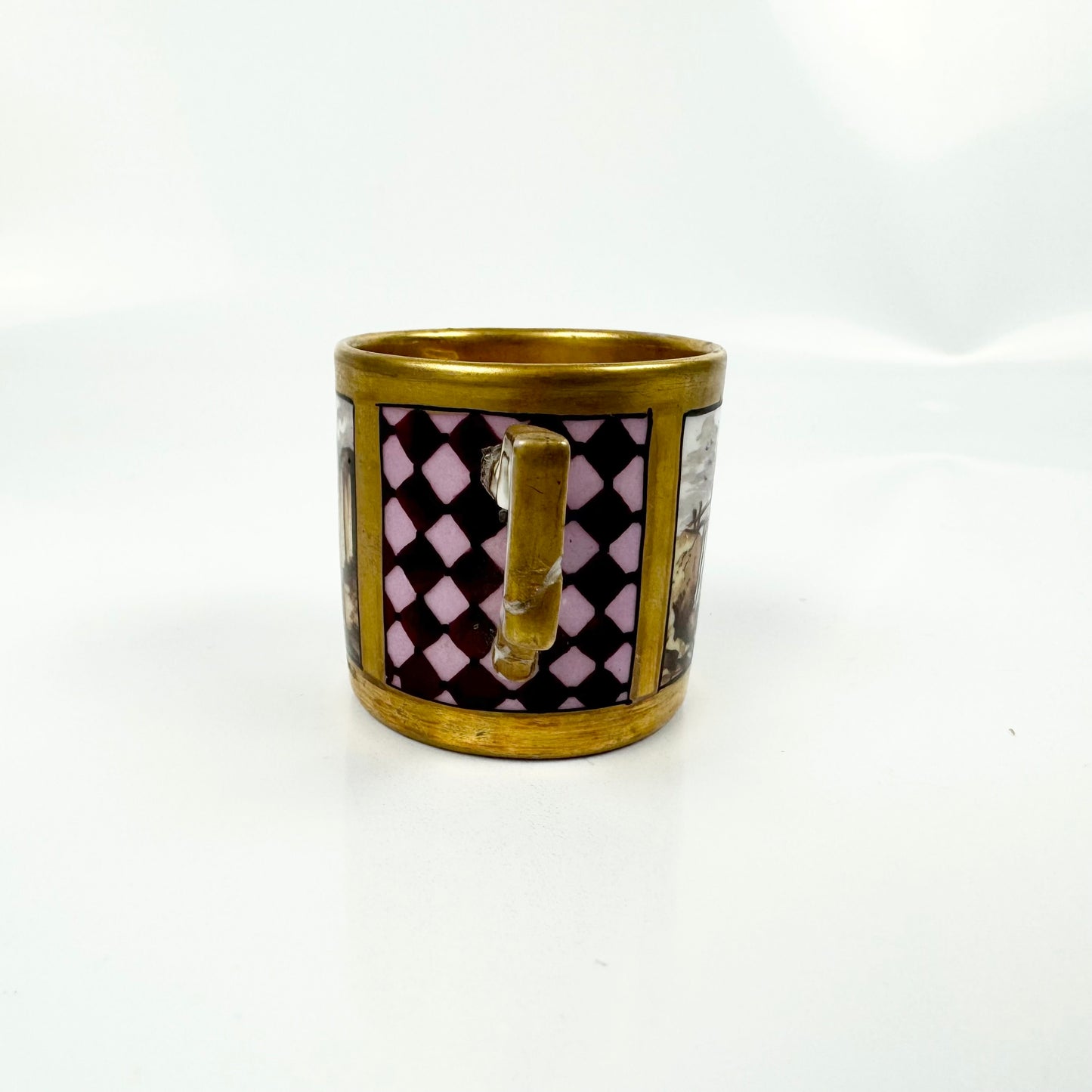 A scarce Royal Vienna miniature coffee can painted with coastal scenes c.1810