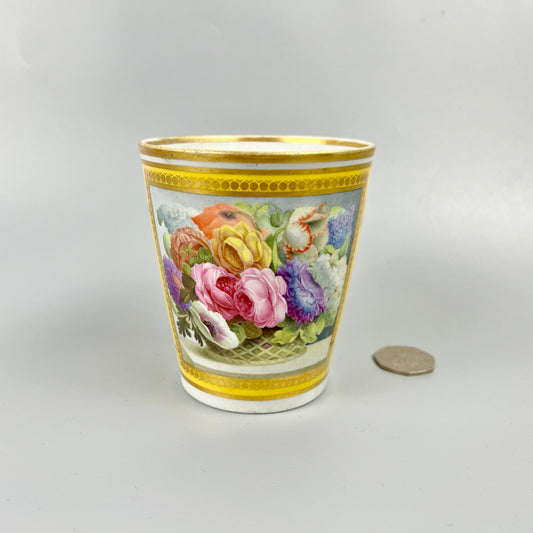 A very finely painted Worcester beaker/tumbler c1795-1800. Probably Chamberlain.